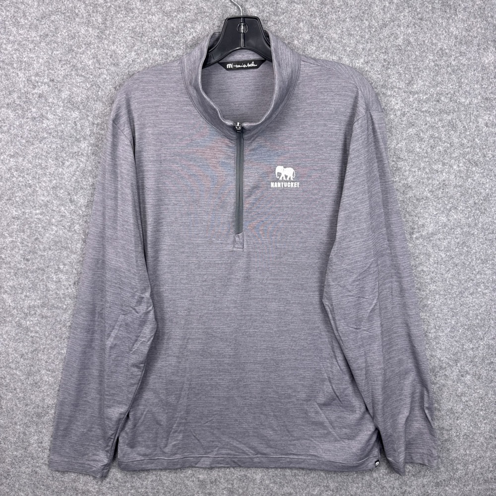TravisMathew Pullover Quarter Zip Large Gray Nantucket Elephant Performance